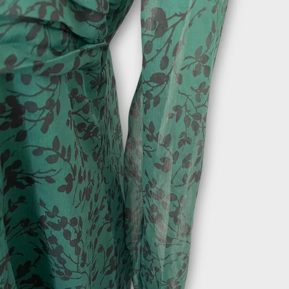 Abercrombie & Fitch Emerson Chiffon Dress LARGE Midi Green Fairycore Whimsigoth - Picture 6 of 11